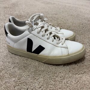 Veja Campo White Black Leather Sneakers Shoes Size 42 Women’s 11/Men’s 9.5